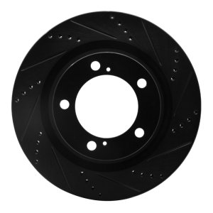 Lexus LX570 Brake Rotor (1) - Front Right - R1 Concepts - Drilled & Slotted - Black - `07-`22